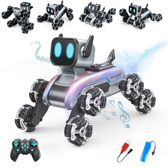 Huge Wave Remote Control Robot Dog Toy for Kids, Robot Toy Gift fot Kids 6-12, Robot Pet Dog with Music & Light, Birthday Gift for Boys Girls