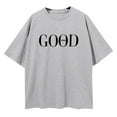 thumbnail image 3 of Women's Oversized Casual Letter Print Short Sleeve Top，Fashionable And Comfortable T Shirt For Daily Wear Womens Long Sleeve T Shirts plus Technical Shirts Women Dark Shirt Tee Fashion New Day Shirt, 3 of 4