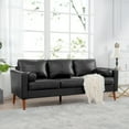 thumbnail image 2 of Hommoo PU Leather Sofa Couch, Modern 3 Seat Comfy Couches,Mid Century Adult Couch Soft Cushion Sofa for Living Room Home/Office/Apartment, Black, 2 of 9