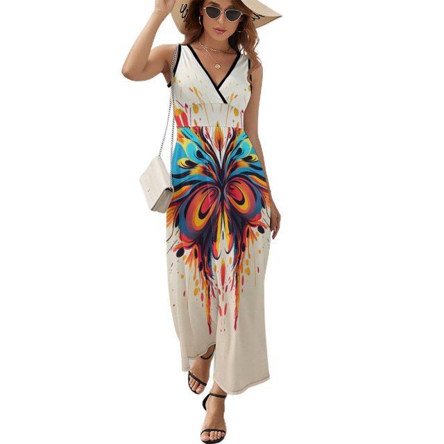 Watercolor Butterfly Vestido Sin Mangas Vestidos Para Mujer, Vestido Suelto De Verano 2025