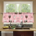 thumbnail image 4 of Yayeee Kitchen Curtains Tier Set of 2 Light Filtering 57"x24" Over Sink Window Panels, Brown Hand Drawn Cups, 4 of 7