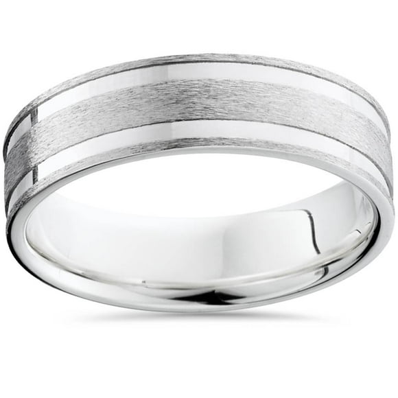 Double Channel Brushed Wedding Band 950 Platinum