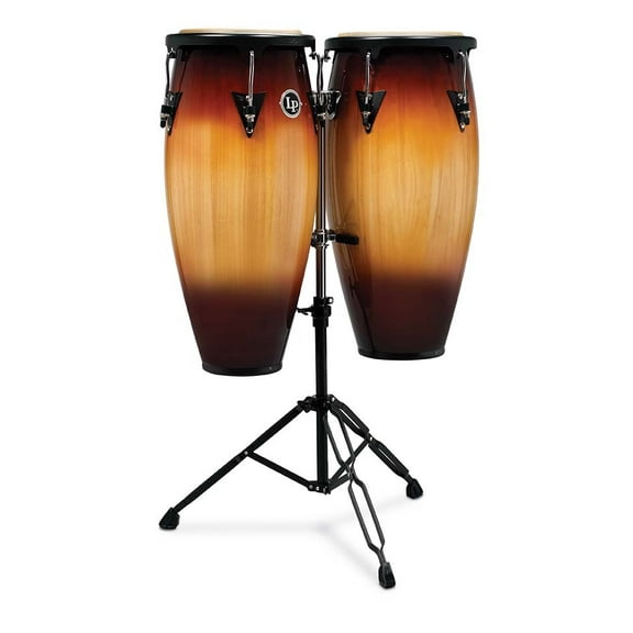 LP Aspire Wood 10" & 11" Conga Set with Double Stand, Vintage Sunburst/Black