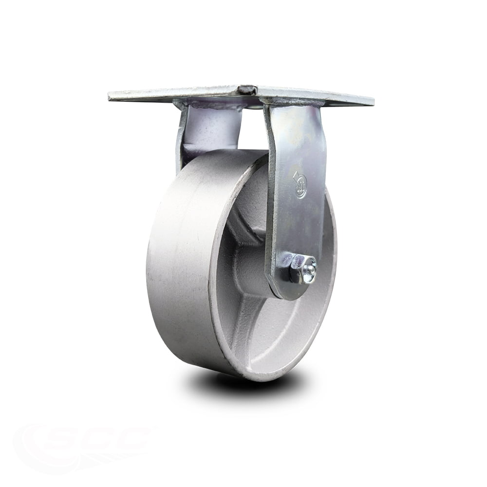 1,200 lbs/Caster SCC 8" Semi Steel Cast Iron Wheel Rigid Caster 