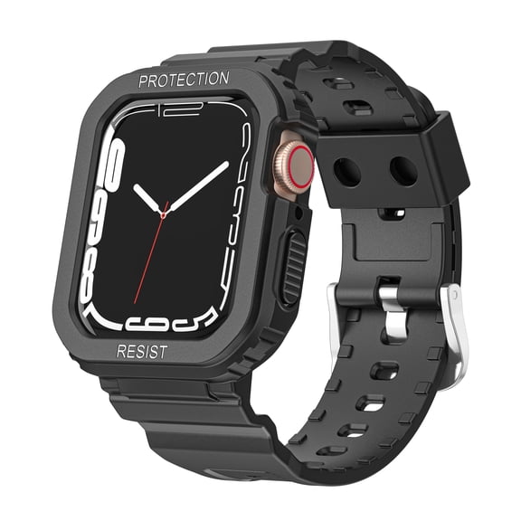 Compatible with Apple Watch 40mm/41mm/44mm/45mm , Waterproof Shockproof TPU Sport Wrist Strap with Metal Buckle for iWatch Series 4/5/6/7/8/9 & SE