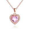 Peermont Peermont 3 Carat Pink Amethyst Heart Necklace in 18k Rose Gold Overlay