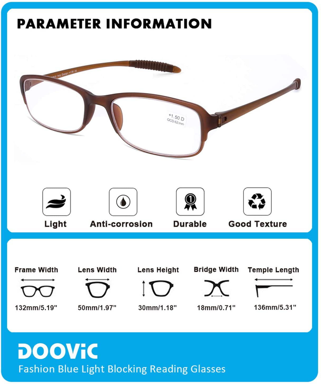 DOOViC 4 Pack Computer Reading Glasses Blue Light Blocking Anti Eyestrain Flexible Lightweight Readers for Women Men 1.25 Strength 
