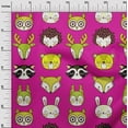 thumbnail image 3 of oneOone Cotton Jersey Fuschia Pink Fabric Cute Animal Face Pattern Sewing Craft Projects Fabric Prints By Yard 58 Inch Wide, 3 of 6