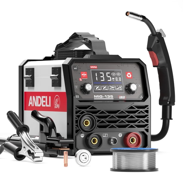 Soldador ANDELI 135A 110 V portátil sin gas MIG/Lift Tig/Stick