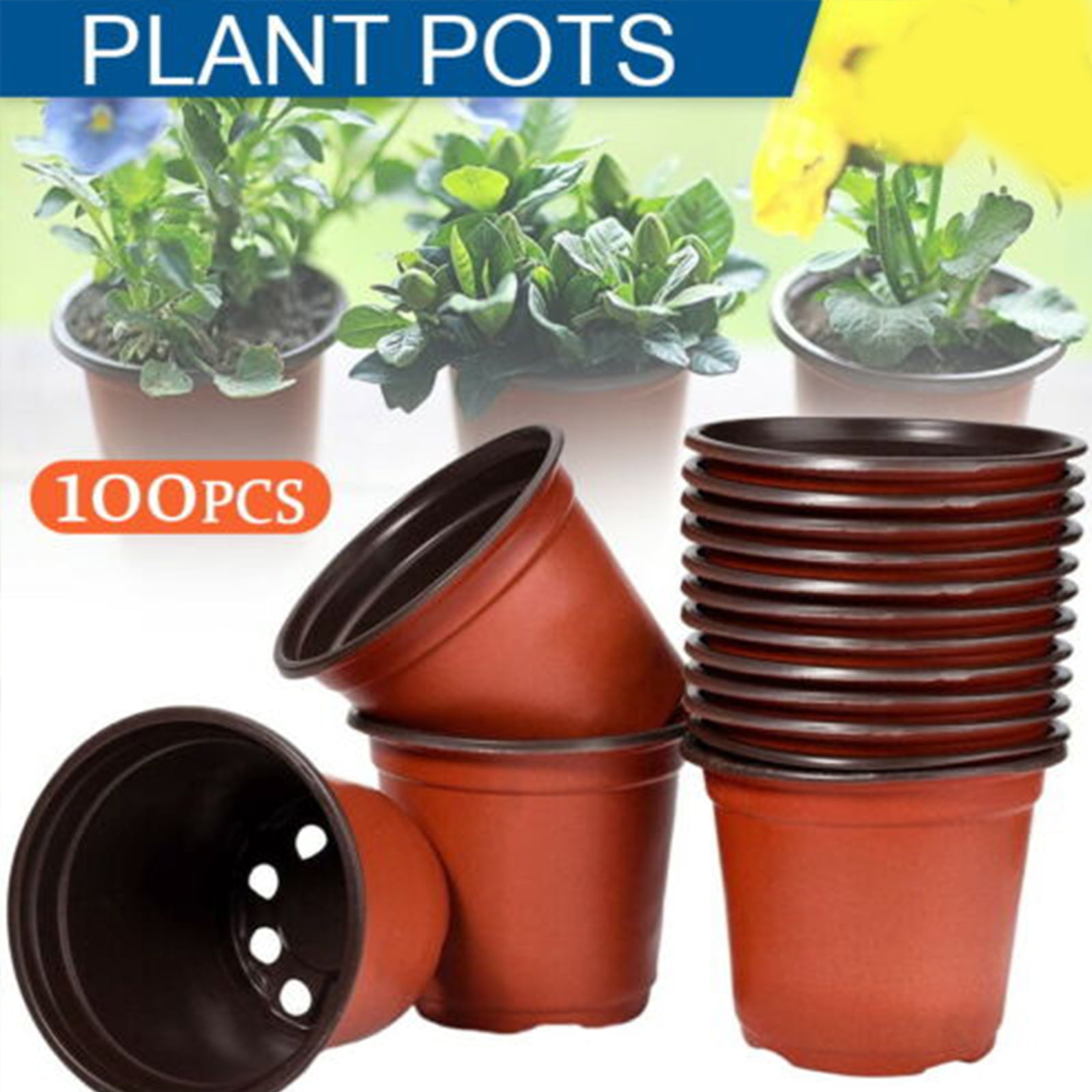 100Pcs Plastic Flowerpot Flower Nursery Pots Garden Seedling Planter Container 