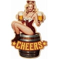 thumbnail image 1 of Cartel de chapa metálica vintage con diseño de mujer pin-up, 9,5 x 15 pulgadas, divertido, retro, para bares, cuevas de hombres, restaurantes, cerveza, mujer, saludos, arte de pared, placa decorativa., 1 of 9