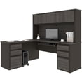 thumbnail image 2 of Bestar Prestige Plus 6 Piece L Shaped Computer Desk with Hutch in Bark Gray, 2 of 12