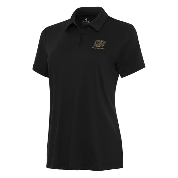 Women's Antigua Black Ryan Blaney Reprocess Polo