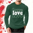 thumbnail image 5 of EchfiProm Mens T shirts Long Sleeve Shirts Army Green Valentine Waffle Crewneck Tops for Adult Love L, 5 of 7