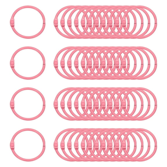 Uxcell 48Pcs Loose Leaf Binder Rings, 1.2 Inch Metal Open Card Rings Heavy Duty Book Rings for Key Index Card Rings Paper Rings Office, Light Pink