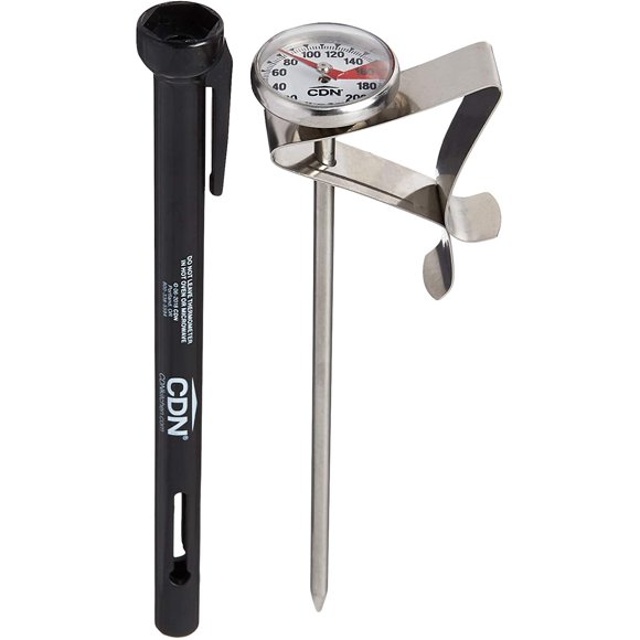 CDN Insta-Read Beverage/Frothing Thermometer, Silver/Black