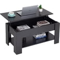 thumbnail image 1 of Table Basse Noire à Plateau Relevable avec Rangement Caché, Table de Salon Moderne en Bois de 39,4 Pouces avec Tablette Inférieure, 1 of 5
