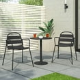 thumbnail image 2 of GDF Studio Keairns Outdoor 3 Piece Bistro Set, Matte Metal Black, 2 of 13