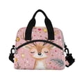thumbnail image 2 of Lunch Bag Portable Crossbody Meal Bag Cooler Bag Insulated Lunch Bag Food Bag Handheld & Crossbody Design Pink Christmas Closed Eyes Deer, 2 of 6