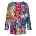 thumbnail image 5 of Moda mujer cuello redondo tres cuartos 3/4 manga camiseta otoño estampado blusa Tops sudadera Fridja FKASFK3009, 5 of 5