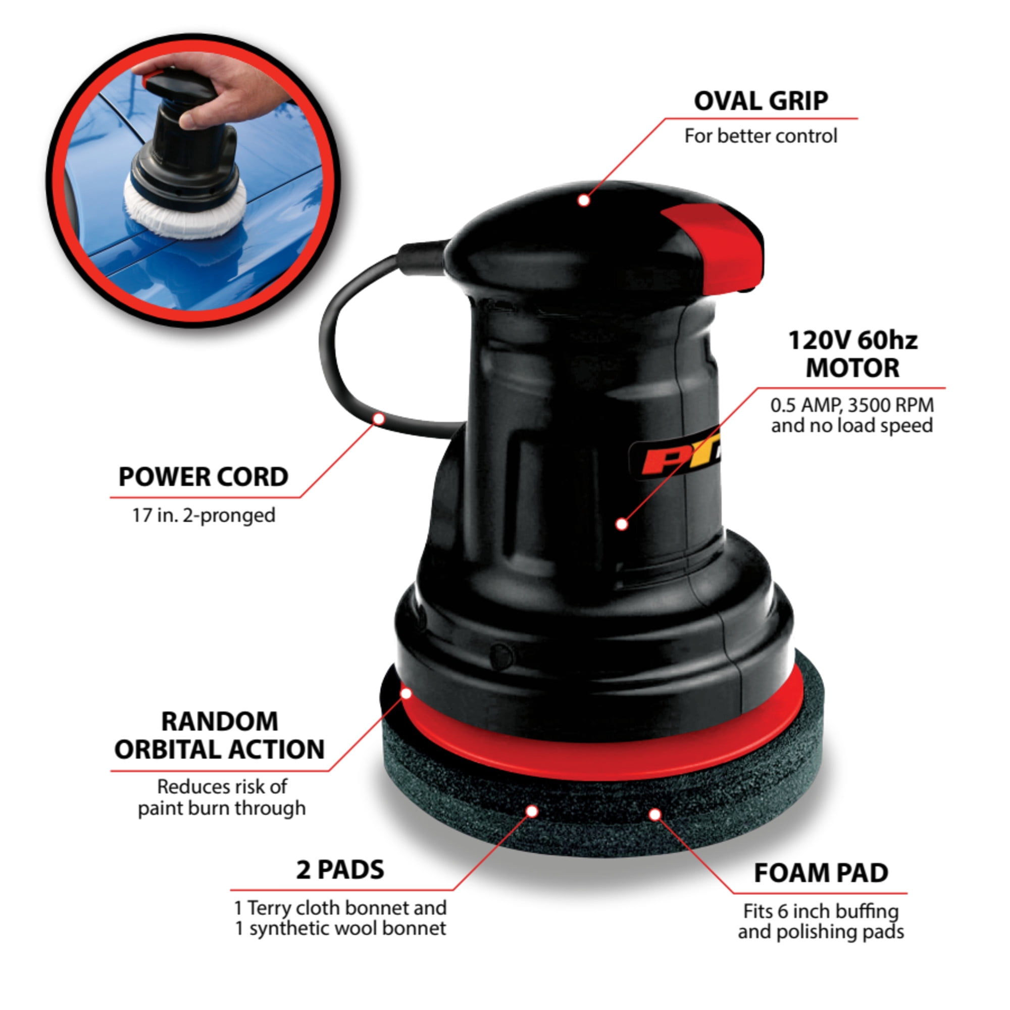 Performance Tool W50053 6-Inch Random Orbital Buffer/Polisher