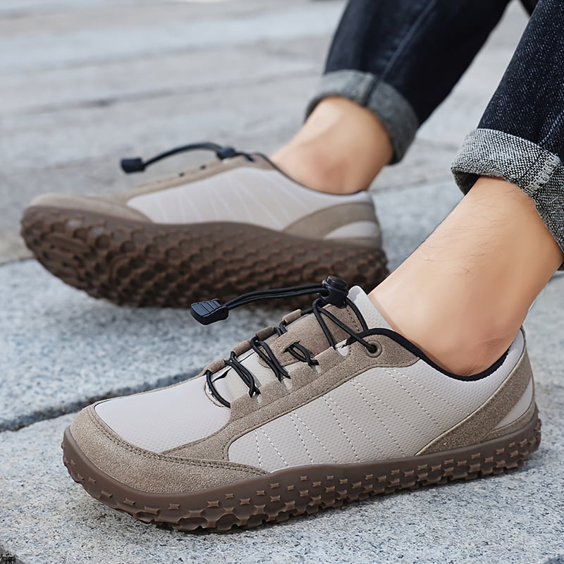 VanWeir Black Lace-Up Men's Casual Sneakers, Outdoor Camping Walking Shoes, Men's Walking and Hiking Shoes，Wide-Toe Barefoot Men's Shoes