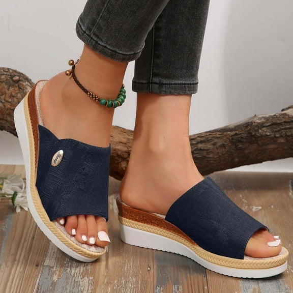 Wowcloth Peep Toe Sandals for Women – Fashionable Casual Chunky Wedge Heel with Spring Summer Style for Everyday Comfort & Outdoor Leisure Footwear,Plus Size