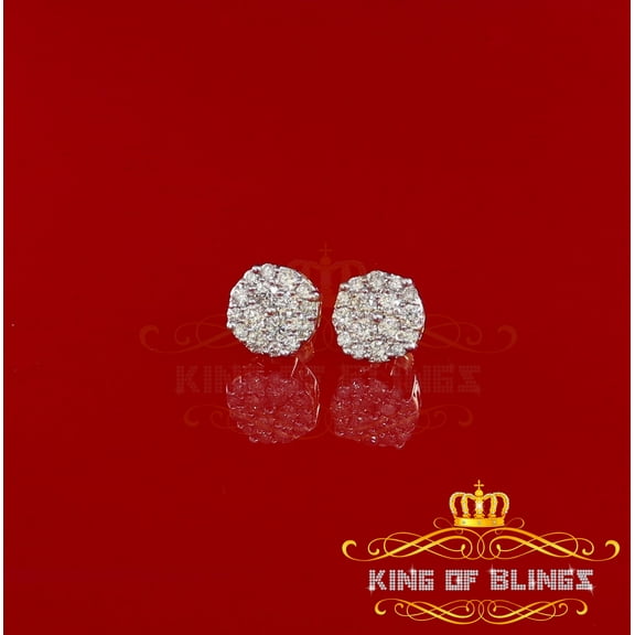 King of Bling's 10K Real Yellow Gold with 1.25CT Real Diamond Men's/Women's Stud Round Earrings
