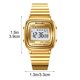 thumbnail image 3 of Reloj de pulsera digital con banda de acero inoxidable, resistente al agua hasta 30 m, estilo vintage, alarma, fecha, pantalla retroiluminada para hombres y mujeres., 3 of 9