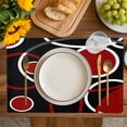 thumbnail image 4 of Black Red Placemats Set of 4, White Circle Geometric Abstract Texture Placemats for Dining Table, Place Mats for Kitchen Tabletop, Waterproof Wipeable Dining Table Mats Set, 4 of 9