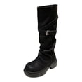 thumbnail image 1 of IUJSOY Bottes Mi-Mollet pour Femmes à Revers à Enfiler Bottes de Moto Plateforme Bout Rond Botte Haute, 1 of 9