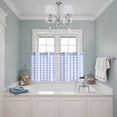 thumbnail image 3 of 2 Panels Kitchen Tier Curtains 39 Inch Length, Blue Grid Grommets Window Treatment Curtain, Checkered Plaid Gingham Lattice Trellis Print Thermal Curtains Drapes for Living Room/Bathroom, 3 of 9