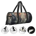 thumbnail image 5 of Xecao Elephant in Smoke print Round Travel Duffel Bag is a foldable gym bag with an inner pocket, perfect for travel sports, 5 of 8