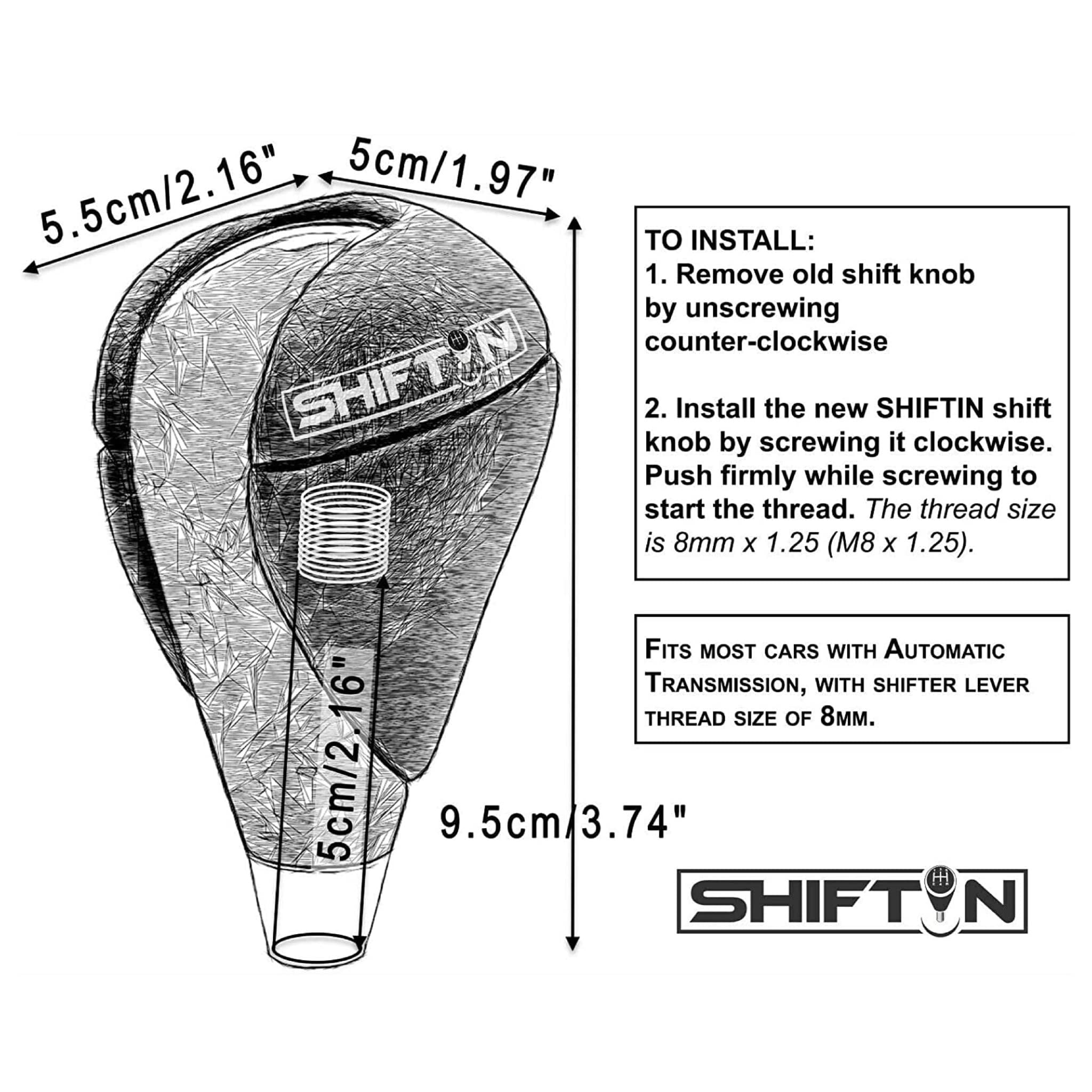 SHIFTIN Piano Black Carbon Fiber Gear Shift Knob Stick Shifter for Lexus ES300h ES350 GS300 GS350 GS430 GS450h GS460 is-F IS250 IS300 IS350 LS460 LS600h RX350 RX450h (Black Leather / Walnut Wood)