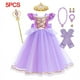 thumbnail image 5 of Disney vestido de princesa Aurora Belle para niñas, disfraz de Rapunzel, ropa de fiesta de cumpleaños para niños, Cosplay de carnaval, Blancanieves, Cenicienta, 5 of 5