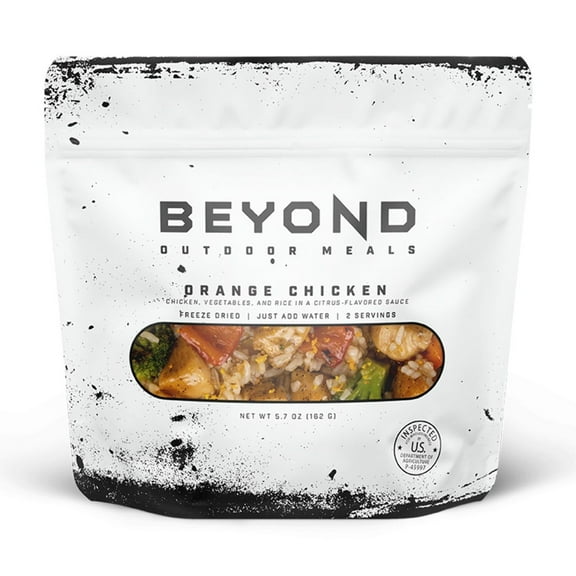 Beyond Outdoor Meals Orange Chicken, Freeze-Dried Food, 10-Year Shelf Life, Real Freeze-Dried Meat, Just Add Water Meals, Prepare in Pouch, 710 Calories, Camping Food for Adventures, 41 Grams Protein