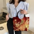 thumbnail image 4 of Sac Bandoulière Rétro à Perles avec Broderie de Paon pour Femme, Grand Sac à Main en Toile, 4 of 9