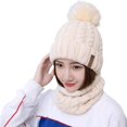 thumbnail image 2 of Womens Girls Winter Warm Pom Knit Ski Beanie Hat and Scarf Set, 2 of 7