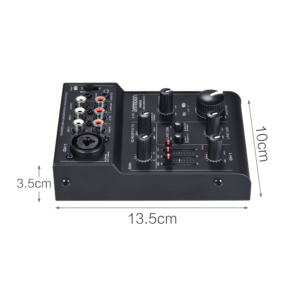 ammoon AGE03 5Channel Mini MicLine Mixing Console Mixer with USB