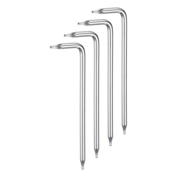 4packs T6 Long Arm Tamper Proof Torx Wrench Star Keys, S2 Steel Chrome Coated Surface