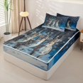 thumbnail image 2 of Castle Fairy Wildlife Deer Zipper Twin Comforter Sets with Fitted Sheet and 2 Pillowcases,Winter Dark Woodland Zipper Bedding Set,Blue White Brown,Black Reversible,4-Piece, 2 of 6