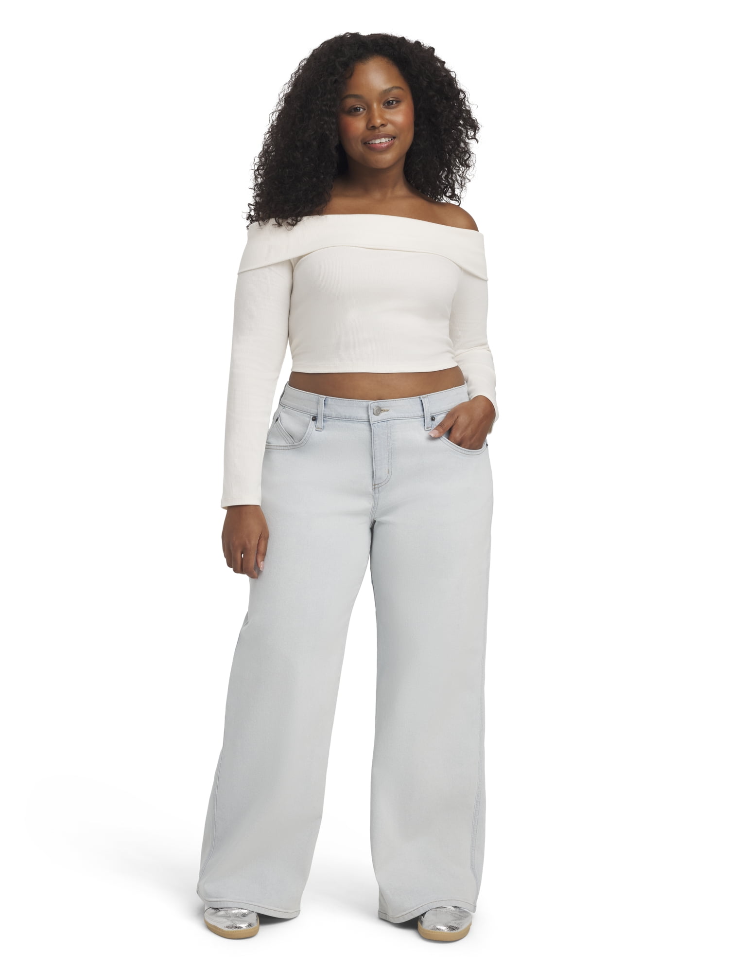 Mills by Millie Bobby Brown Women's Low Rise Boyfriend Denim Jeans, Sizes 00-18