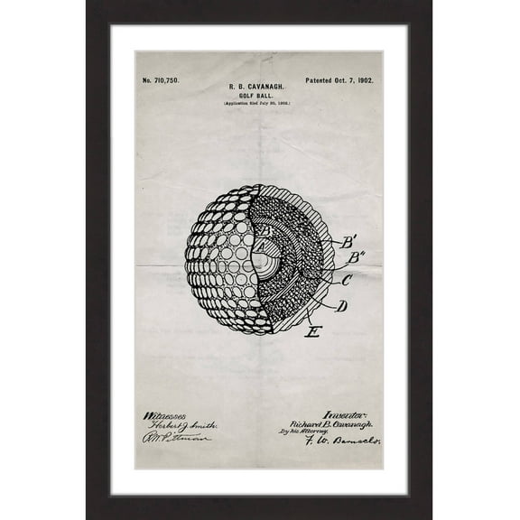 "Golf Ball 1902 Old Paper" Framed Painting Print