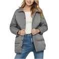 thumbnail image 2 of SwiftWear Quilted Jackets for Womens, Lightweight Long Sleeve Button Down Puffer Jacket Warm Coat Outerwear with Pockets​, Gray, 2 of 4