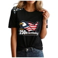 thumbnail image 5 of idosla American 250th Anniversary Rhinestone 3D Printed Design Women's T-Shirt Eagle 1776-2026 America Flag Crew Neck Tee (Blue, 4XL), 5 of 6