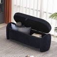 thumbnail image 6 of Storage Ottoman Bench, Linen Fabric Footrest Stool with Storage Chest, End of Bed Bench, Dark Blue, 6 of 8