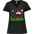 thumbnail image 3 of Inktastic Gigi Claus with Christmas Santa Hat and Snowflakes Women's Plus Size V-Neck T-Shirt, 3 of 5