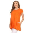 thumbnail image 3 of Women's Solid Casual Short Sleeve Loose Fit pockets Knit Tunic Top S-3XL, 3 of 4