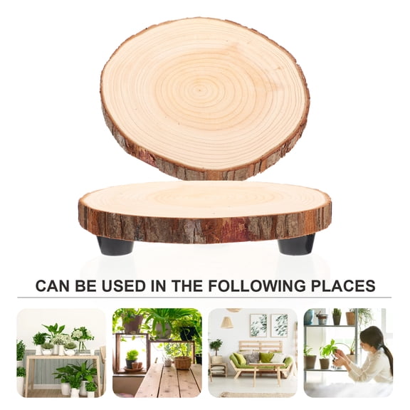 Yangbaojing 2pcs Wooden Stool Display Stand, 6In Round Plant Stand Wood-Flower Pot Supports Plant for Indoor Outdoor Home