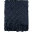 thumbnail image 1 of Knit Diamond Pattern Decorative Throw Blanket for Couch Chair Sofa Home Decor (Navy, 60"x80"), 1 of 6